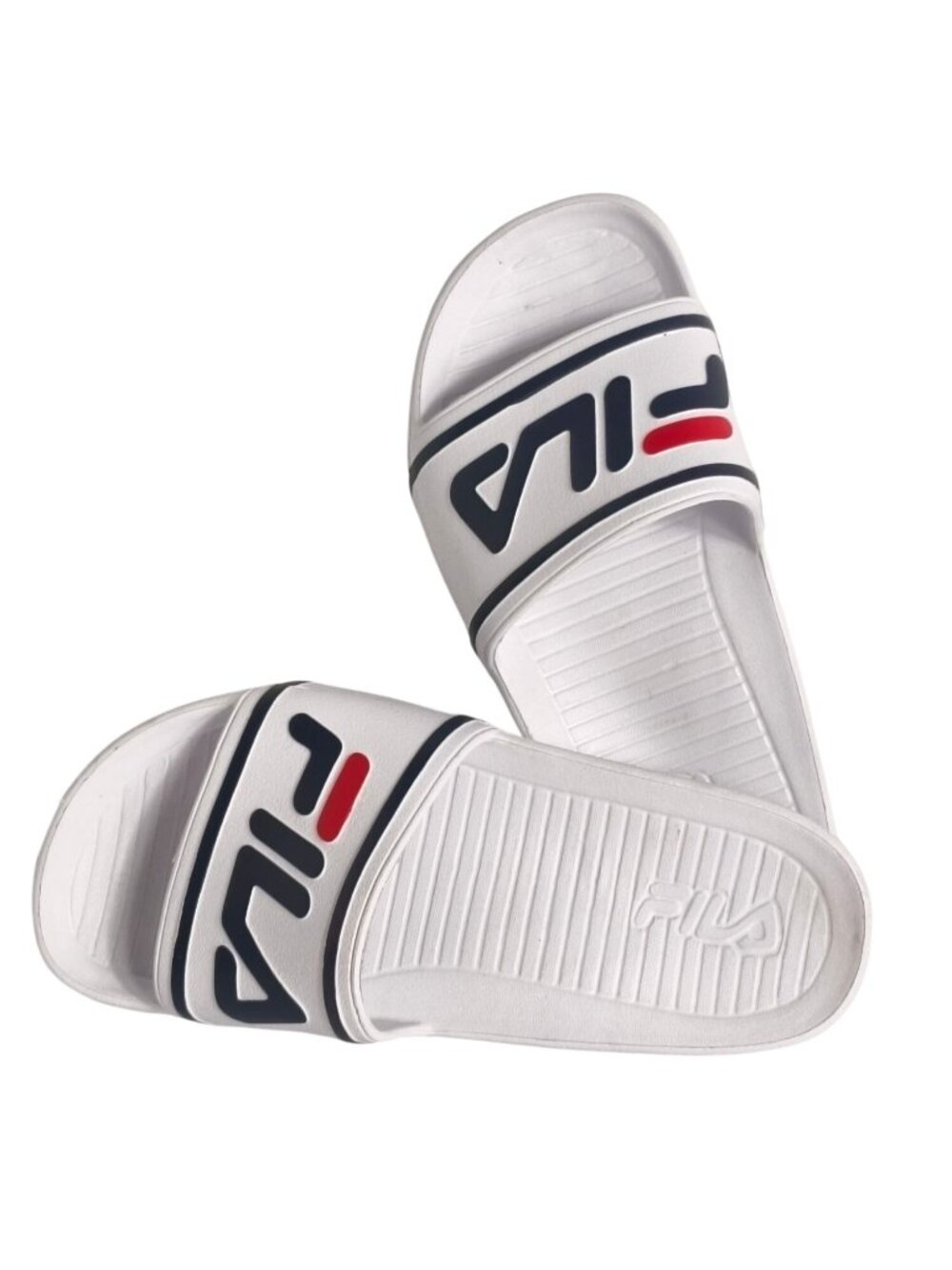 Fila Womens 6 Slide Sandals White Logo Sporty Comfortable Slip-On Streetwear